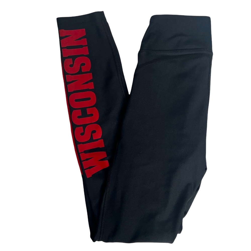 28) Under Armour Black & Red Wisconsin Badger Athletic Workout Tights Legging XS - Picture 1 of 12